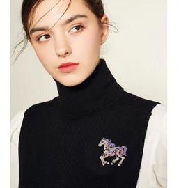 Horse Brooch Pin Horse for Women Men Unique Chinese Zodiac Horse Pin Year of the Horses Animal 2026 Brooch Good Luck Feng Shui Jewelry Gift (Purple)