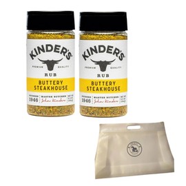Kinders Buttery Steakhouse Seasoning Bundle with Reusable Food Pouch by Amcient. 5.5 oz (2 packs)