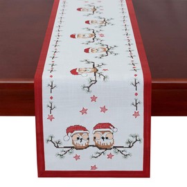 Simhomsen Holiday Table Runners, Christmas Owl Decorations, Cross Stitching (14 × 69 Inch)
