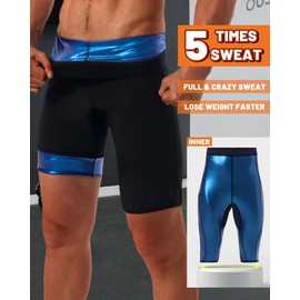 LMCOB Sauna Sweat Short Pants for Men Hot Thermo Leggings Sauna Tight Pants Compression Hight Waist Pants Workout Body Shaper Sauna Suit(BH70011-01-M)