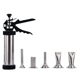 iChase 1.5LB Large Capacity Jerky Gun Kit, Stainless Steel Beef Jerky Gun, Sausage Gun with 5 Stainless Steel Nozzles