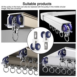 YXHOMME Curtain Track Rollers with Mute Wheel Rollers, Hooks, Pulley Runners/Sliders - 30PCS Set for Ceiling/Wall Mount Curtain Tracks