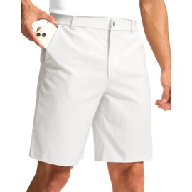 G Gradual Men's Golf Dress Shorts 7"/ 9" Stretch Casual Work Flat Front Shorts for Men with 3 Pockets Quick Dry(White,L9 W32)
