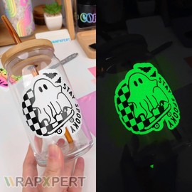 WRAPXPERT White Glow in The Dark Vinyl,Glow in The Dark Permanent Adhesive Vinyl Roll for Wrap,Stickers,Decal,Lettering,12" x5ft