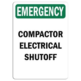 Emergency Sign - Compactor Electrical Shutoff | Label Decal Sticker Retail Store Sign Sticks to Any Surface 8"