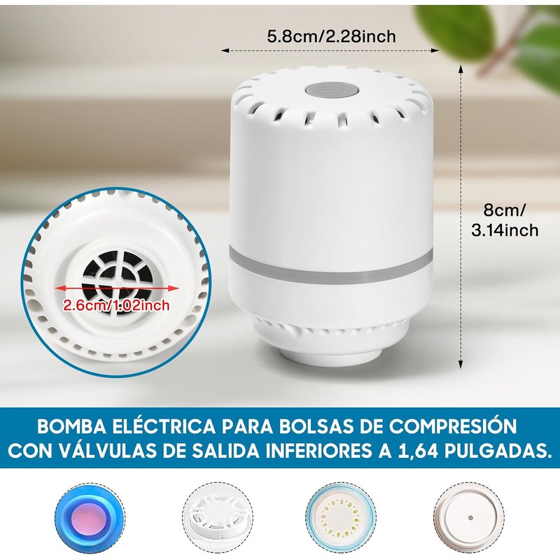 Bomba Eléctrica para Bolsas de Almacenamiento al Vacío, Bomba de