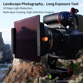 Minadax 100 x 100 mm Square Filter Kit - ND1000 Square Filter - Metal Filter Holder - 8 Pieces Adapter Rings for DSLR