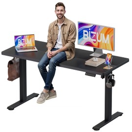 BIZUM Electric Standing Desk, 55" x 24" Height Adjustable Desk, Black Sit to Stand Desk Memory Gaming Computer Workstation for Home Office