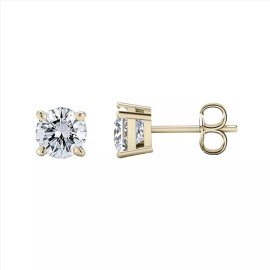 Savlano 1 Pair 4mm 14K Yellow Gold Plated CZ Round Cut Stud Earrings