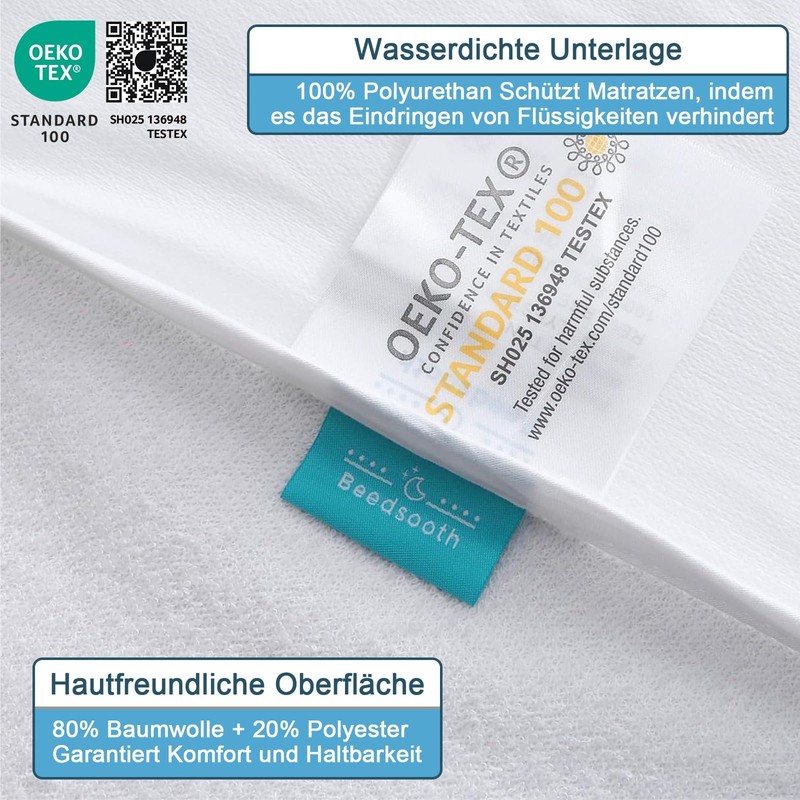 Beedsooth Mattress Protector 180 x 200 cm Waterproof Incontinence Pad
