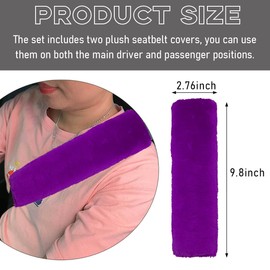 Suvnie 2 PCS Seat Belt Shoulder Pads, Soft Fluffy Plush Seat Belt Shoulder Strap Covers, Comfy Warm Seat Belt Strap Cover Shoulder Cushion for Adult Children, Car Accessories (Purple)