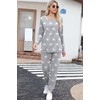 PrinStory Womens Pajama Set Long Sleeve Sleepwear Nightwear Soft Pjs