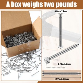 Tandefio 2 Pound Box Siding Nails Roofing Tile and Slating Nails Rust Resistant 304 Stainless Steel Nails Hardware Nails for Redwood, Cedar Wood Siding Nail, Decking, Roof Slating(1-1/2 Inch)