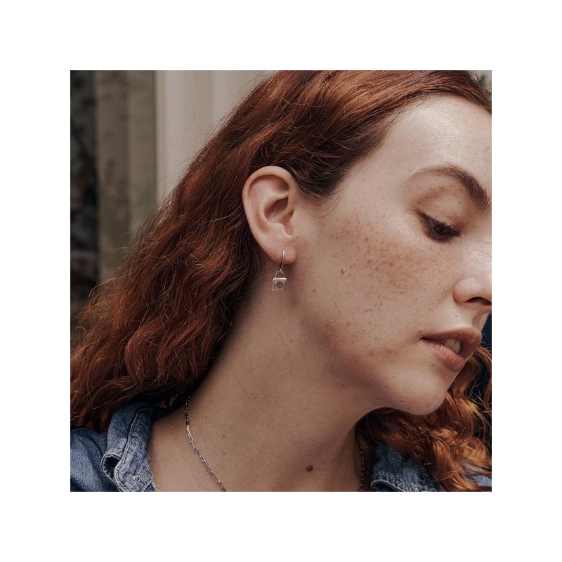 Transparent Alphabet Rock One Touch Earrings OTE122901QWW White / 투명