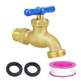 TMOK Outdoor Hose Bibb Faucet - Heavy-Duty Brass Garden Valve, 1/2"MIP Inlet x 3/4"MHT Outlet, Easy Install, Multi-Turn Water Control, Includes Teflon Tape & Washers, Durable & Reliable