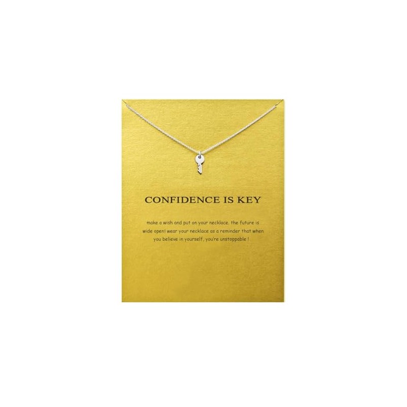 Caiyao Tiny Key Pendant Necklace Confidence is Key Encourage Inspiring
