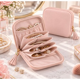 Tassel Jewelry Organizer for Everyday Storage – Velvet-Lined Flip-Top Case for Earrings, Bracelets & Small Accessories