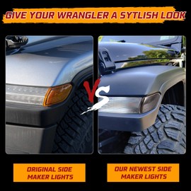 BUNKER INDUST Jeep JL LED Side Marker Lights Fender Flares Light Parking Lamp Compatible for Wrangler 2018 2019 2020 2021 2022 Amber Turn Signal Lights (Smoked Lens)