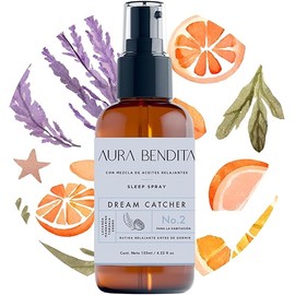 Sleep Spray 125ml (4.2 fl oz) | Para Dormir y Descansar con Aceites Esenciales de Lavanda, Cedro, Toronja y Mandarina | Sueño Profundo y Relajante | AURA BENDITA Dream Catcher (dreamcatcher)