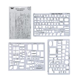 Mr. Pen- House Plan, Interior Design and Furniture Templates, Drafting Tools and Ruler Shapes for Architecture - Set of 3