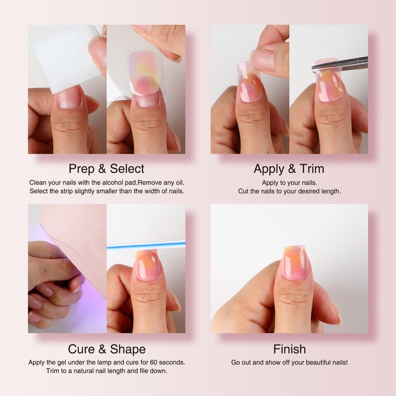 Nelikoo Semi Cured Gel Nail Strips, 20 PCS Gel Nail