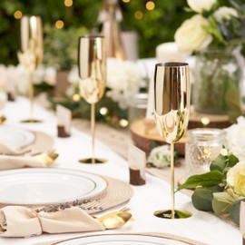 Oak & Steel - 2 Golden Champagne Glasses, 280 ml - Gold Stainless Steel Prosecco Glasses with Gift Box