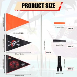 3pcs Bike Flag, Adjustable Bicycle Flag with Pole Black Spider Jolly Roger Stroller Flag Waterproof Warning Flag for Tricycle Go Kart ATV