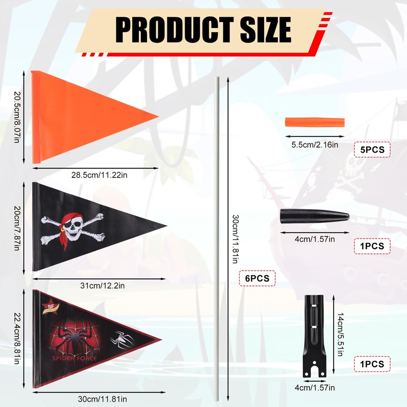 3pcs Bike Flag, Adjustable Bicycle Flag with Pole Black Spider