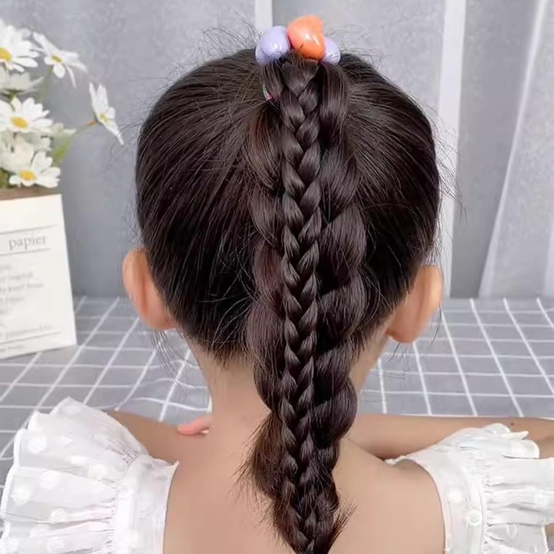 Fesanla ヘアゴム 両頭ハートゴムポニーテールホルダー ヘアアクセサリー キャンディーカラー ヘアシュシュ 髪ゴム (ダークピンク)