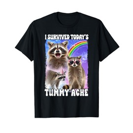 Stomach Ache Survivor Raccoon Meme I Survived Today's Tummy Ache T-Shirt