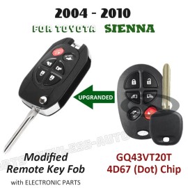 KeylessAutoParts GQ43VT20T -Dot Chip for Toyota Sienna 2004-2010 Upgraded Flip Remote Key Fob
