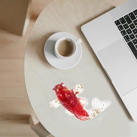 2 PCS Lexziuo Handcrafted Natural Crystal Koi Fish Figurines, Lucky Goldfish Statues for Desktop Decoration