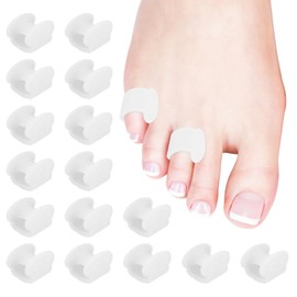 PATIKIL Pinky Toe Spacers, 12 Pcs Gel Toe Separator for Women & Men Single Loop Toe Spreader for Overlapping & Curled Little Toes Cushions Corrector & Straightener, White