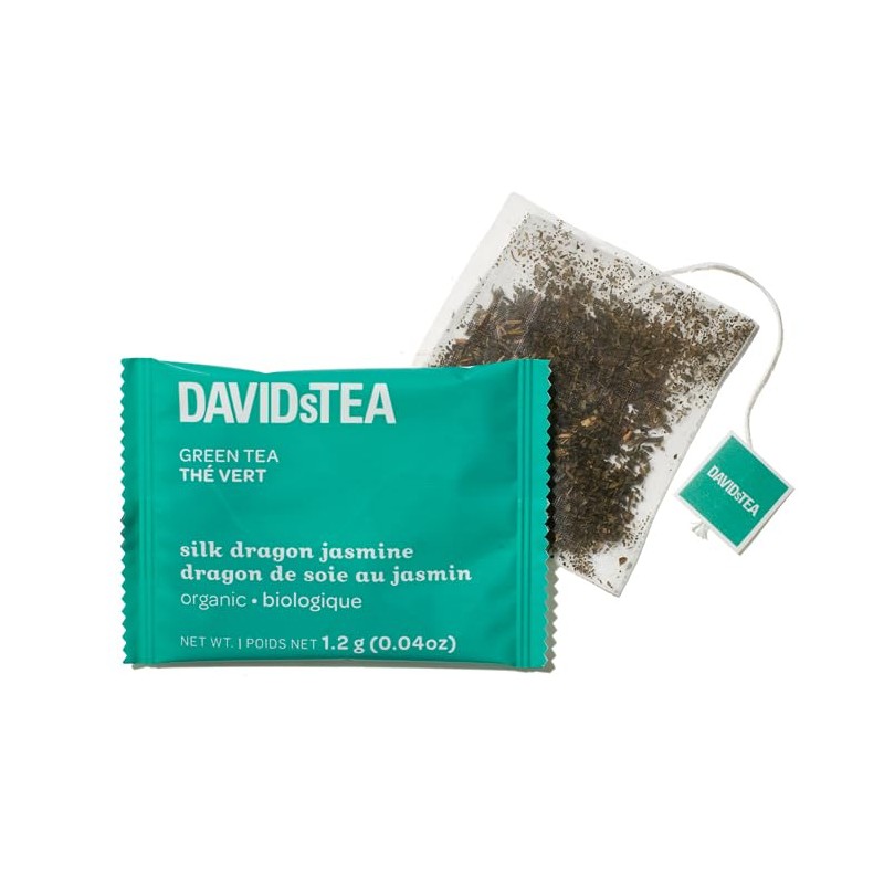 DAVIDsTEA Organic Silk Dragon Jasmine Green Tea, medium caffeine, 12