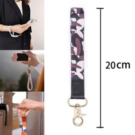 Short Lanyard, Wrist Strap, Leather, Wristlet Lanyard with Round Buckle, for Keys, ID Badge Card Holder, Mobile Phones (F)