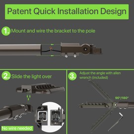 Glitgate 150W Parking Lot Lights, 22500LM(150LM/W) Adjustable Slip Fitter Mount Street Lights with Dusk to Dawn Photocell, 100-277V IP65 Waterproof LED Shoebox Light for Yard, Roadway 2 Pack