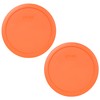 Pyrex 7402-PC 6/7 Cup Orange Round Plastic Food Storage Lid - 2 Pack
