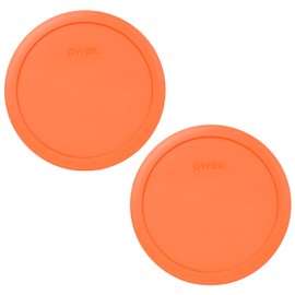 Pyrex 7402-PC 6/7 Cup Orange Round Plastic Food Storage Lid - 2 Pack