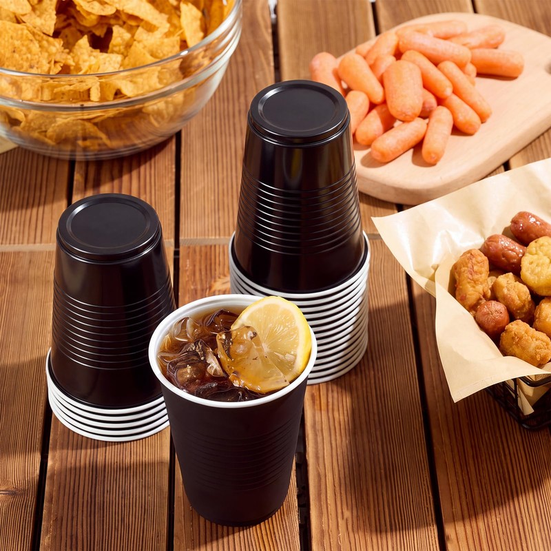 240 Pack 12 oz Black Plastic Cups, Disposable Party Plastic