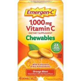 Vitamina C Emergen-C Naranja, Comprimidos Masticables de 1000 mg con 40 Unidades                                                                      