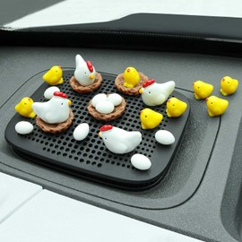 Dexspoeny 25 Pcs Mini Chickens Car Decorations, Cute Chicken Car Accessories DIY Car Dashboard Decors, Funny Hen Chicks Miniature Figurines for Car Mirror Decor Interior Ornaments Home