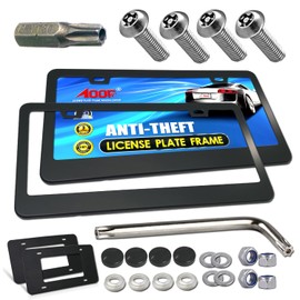 Anti Theft License Plate Frames, Matte Black, Security Screws