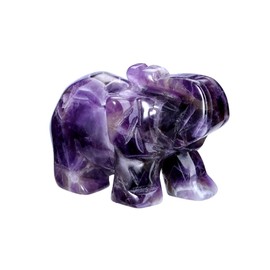 CrystalTears Amethyst Healing Crystal Gemstone Elephant Figurine Mini Handcarved Natural Quartz Crystal Stone Elephant Ornament Statue for Home Desk Decor Good Luck Gift 1.5"