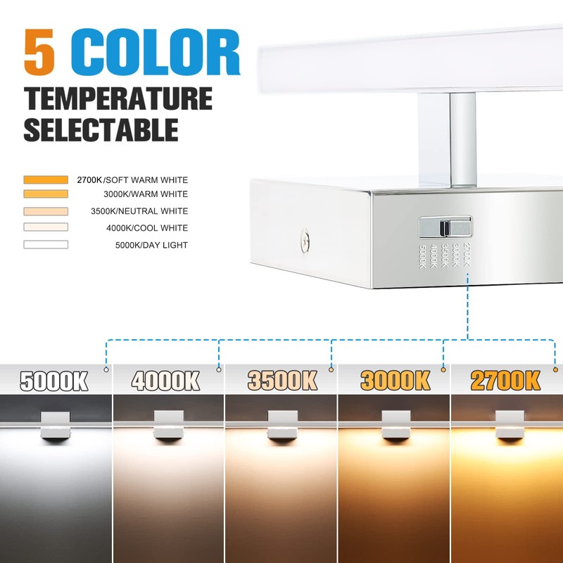 VOLISUN Modern Over Mirror Chrome Bar Vanity Light - Dimmable