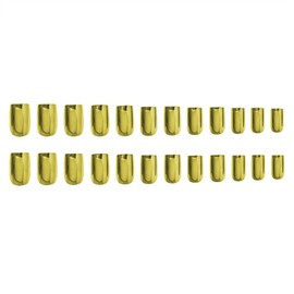 Gold Press on Nails Medium Square Fake Nail With Chrome Designs Gold Mirror Metal False Nails Glossy Full Cover Acrylic Artificial Stick on Nail for Women 24 Pcs