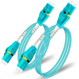 Bangun 0.2m (2Pack) Uniboot LC to LC 10G OM3 Fiber Patch Cable, Multimode Duplex Fiber Optic Cable Jumper Optical Patch Cord, 50/125, LSZH Jacket