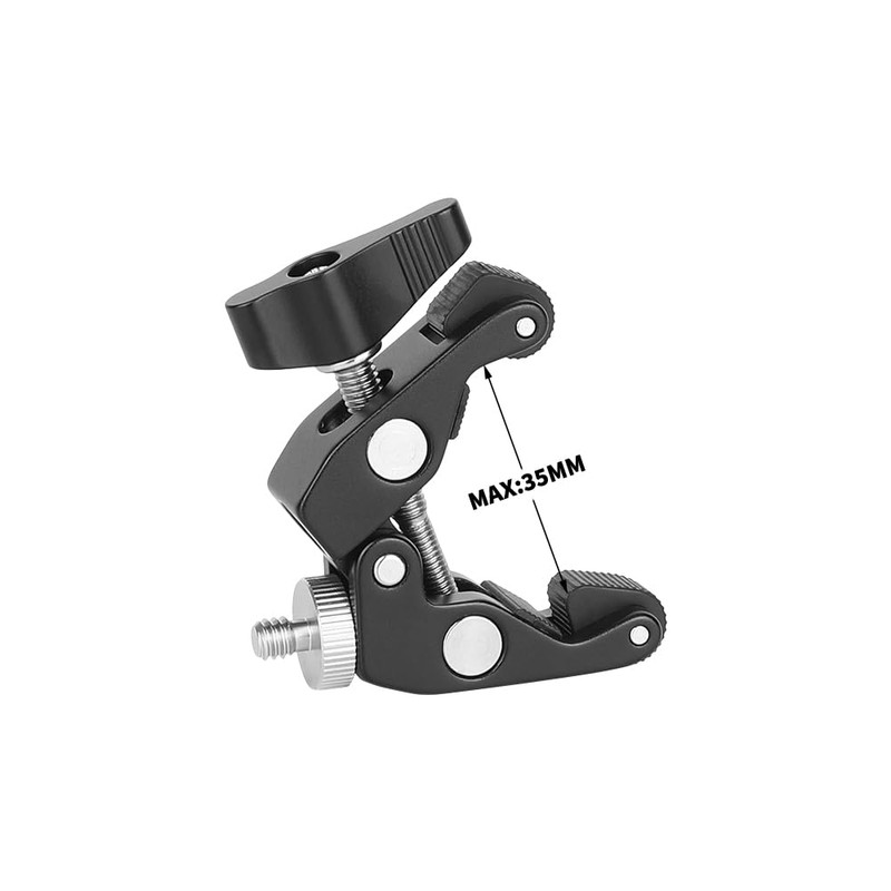 SZRIG Super Crab Clamp Articulated 1/4"-20 Screw for Camera Accessories(Black)
