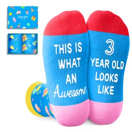 Zmart 3rd Birthday Gifts Socks Ideas - Three Year Old Gifts for Kids, Presents for Boys Girls Age 3