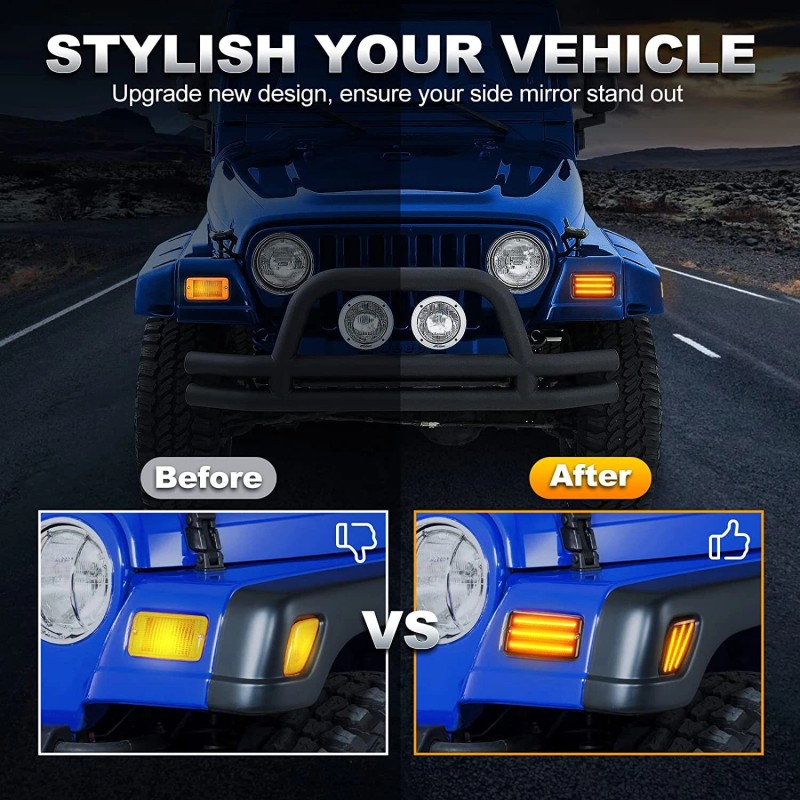 MAG For 97-06 Jeep Wrangler TJ LED Dynamic Front Side