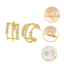 OFFSCH Fashionable Gold Hoops Earrings Diamonds Women's Jewelry for Banquets Weddings